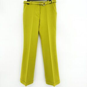 Vintage Gianni Versace Archive Chartreuse Wool Pants Medusa Belt IT46